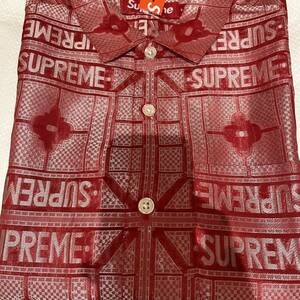 【新品 赤S 24SS Tray Jacquard S/S Shirt】 supreme シュプリーム トレー ジャガード 半袖シャツ ashtray hermes エルメス お皿 総柄