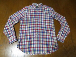 BEAUTY & YOUTH UNITED ARROWS MADE IN JAPAN　ユナイテッドアローズ　長袖コットンマドラスチェックシャツ　M　日本製　白×赤など