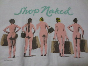 VINTAGE STUDIO 4EAST Shop naked　半袖　ヌードアートプリントティーシャツ　白　そで　すそ　シングルステッチ