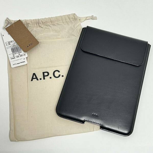 新品 A.P.C. 定価49500円 レザー ロゴ タブレット 収納 ケース ホルダー iPad mini アイパッド ミニ LAVIE レノボ タブ Lenovo ブランド