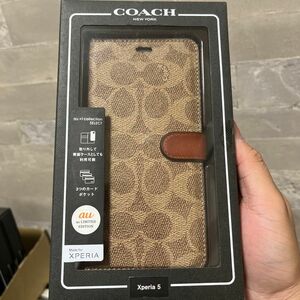 【Xperia 5用】 COACH （R） ブックタイプケース/SIGNATURE Brown RS9C077T ブランド 