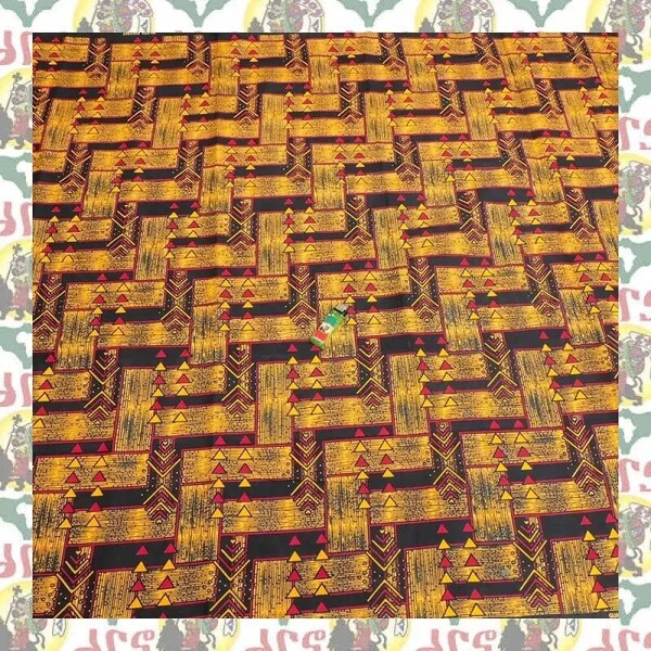 【SALE/270cm x 110cm/3ヤード】アフリカンプリント生地 barg-m76 アフリカ布 アフリカ生地 ゴールドプリント アンカラ キテンゲ パーニュ
