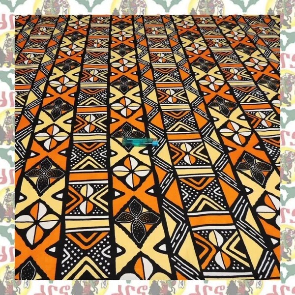 【SALE/270cm x 110cm/3ヤード】アフリカンプリント生地 barg-a188 アフリカ布 アフリカ生地 ゴールドプリント アンカラ キテンゲ パーニュ