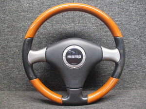 * L250S Mira Avy Daihatsu original MOMO Momo wood / leather combination steering wheel steering wheel [ control 1246 ]