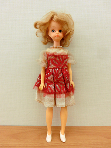 当時物■昭和レトロ 中嶋製作所 スカーレットちゃん 着せ替え人形 スタンド付き ソフビ ドレス 亀マーク