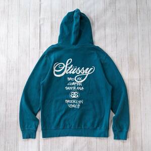 STUSSY/ステューシー/World Tour LOGO Hoodie/ワールドツアーロゴフーディー/プルオーバーパーパーカー/ターコイズグリーン系