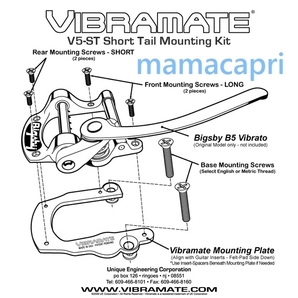 新品Vibramate Short V5Mounting Kit Silver For Bigsbyビグスビー B5用 ショート ヴィブラメイト ビブラメイトＧibsonギブソン等 シルバーの画像6