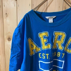 [KWT2252] AEROPOSTALE 半袖プリントTシャツ メンズ ブルー XL ポス