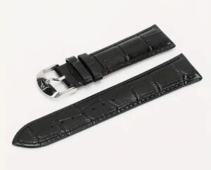 新品腕時計ベルト 16mmクロコ型押し 黒 ブラック+ バネ棒外し付■上質で手触りの良く柔らかく皮膚に優しい腕時計ベルト
