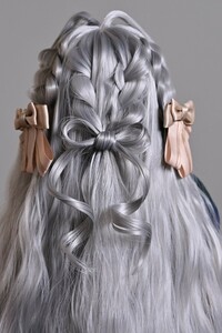 MDD DD SD wig 8-9 -inch arrange wig Dollfie Dream gray ribbon hair ornament 