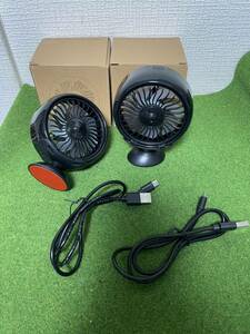  car electric fan in car accessory small size electric fan LED 2 piece set black electric fan in-vehicle electric fan 