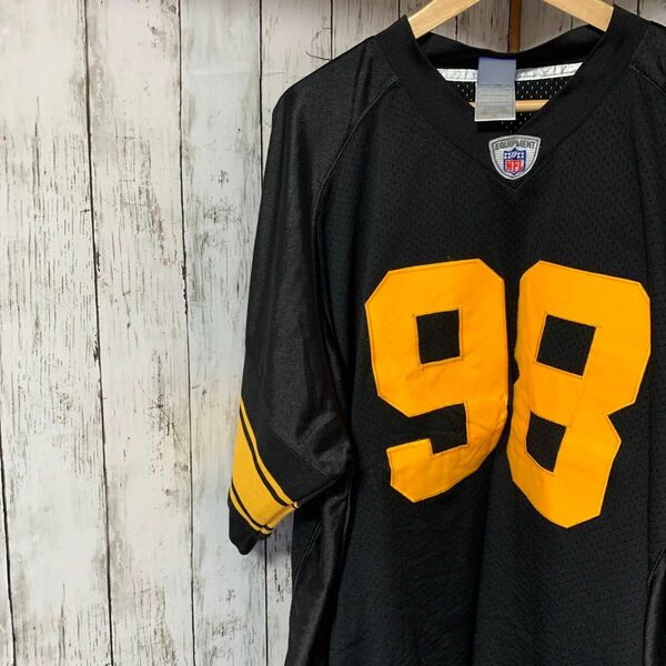 NFL Reebok ゲームシャツ　ワッペン　総刺繍　ストリート　54サイズ古着 ユニフォーム
