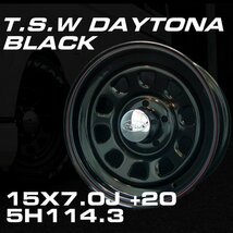 デイトナ 15インチ ホイールセット 4本 TSW DAYTONA ブラック 15X7J+20 5穴114.3（100系ハイエース Y30 ハイラックス 130クラウンバン）_画像2