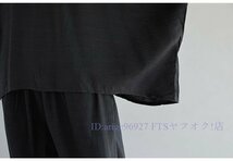 B7145☆新品レディース 上下セット トップス+パンツ 2点セット 夏 ゆったり 可愛い 無地 半袖 大きいサイズ 薄手ブラック M-3XL_画像8