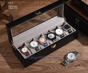 B1692☆新品高級感の6本収納 ある ウォッチケース 腕時計木製 レイアウト アクセサリー コレクション 収納 ボックス ウッド ウォッチ ケー