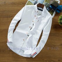 B7066☆新品カジュアルシャツ 白シャツ メンズ シャツ 長袖 ビジネス ボタンダウンシャツ スリムシャツ 通勤トップス 7色 サイズ選択可_画像2