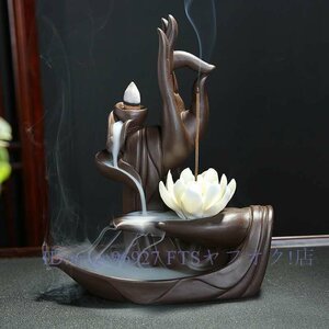 B7545* new goods . сolor selection possible lotus . hold . hand reverse . censer . plate ceramics incense stick establish fragrance .. incense stick family Buddhist altar for plate .... better fortune luck with money .. incense stick difference .