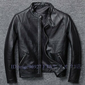 B2042☆新品ライダースジャケット レザージャケット 牛革 ヴィンテージ バイクジャケット 本革 革ジャン ファッション Ｍ～5XL ブラック