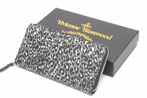 1B469☆ヴィヴィアンウエストウッド Vivienne Westwood☆ アングロマニア レオパード ラウンドファスナー 長財布 美品 【ニューポーン】