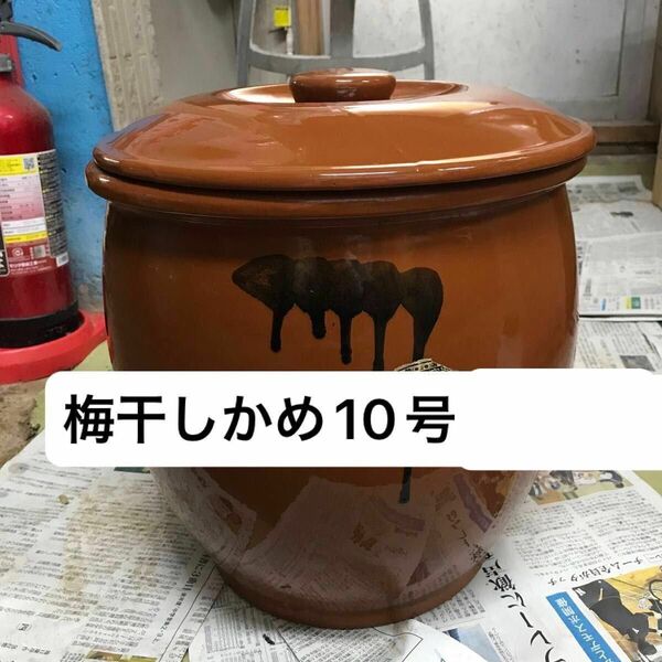 梅干し かめ 久松窯 蓋付 漬物 味噌　10号