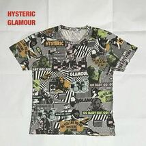 【人気】HYSTERIC GLAMOUR　ヒステリックグラマー　総柄Tシャツ　ヒスガール　ユニセックス　ブランドロゴ　マルチカラー　0212CT21_画像1