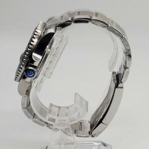 新品 自動巻 黒青 GMT SEIKO NH34 メンズ腕時計 機械式 回転ベゼル サファイア風防 裏スケ の画像4