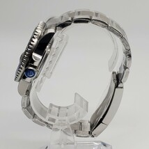 新品 自動巻 黒青 GMT SEIKO NH34 メンズ腕時計 機械式 回転ベゼル サファイア風防 裏スケ _画像4