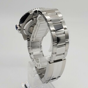 新品 自動巻 黒青 GMT SEIKO NH34 メンズ腕時計 機械式 回転ベゼル サファイア風防 裏スケ の画像5