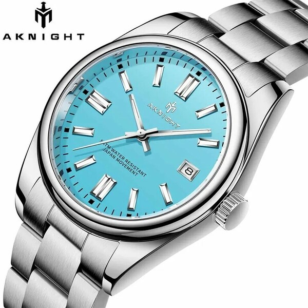 新品 AKNIGHT ターコイズブルー メンズ腕時計 クォーツ式
