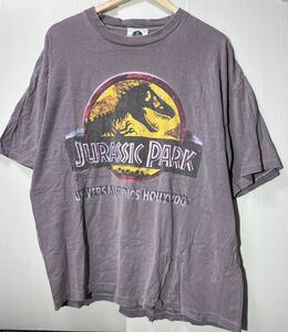 90s JURASSIC PARK ヴィンテージTシャツ ロゴプリント XL 紫系 USA製 ジュラシックパーク universal STUDIOS HOLLYWOOD 映画 恐竜