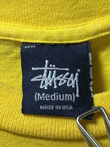 90s OLD STUSSY ロゴプリント Tシャツ 黄色 M USA製 紺タグ ヴィンテージ ステューシー オールドスケート アーカイブ 