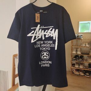 ワールドツアー　M　ネイビー　STUSSY