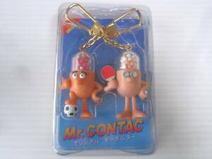 Mr.CONTAC コンタック オリジナルキーホルダー 2個入り 風邪薬 キャラクター ミニ フィギュア 卓球、サッカー ケース 非売品 未使用古品
