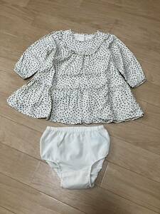 USED★baby GAP【ハート柄長袖ワンピース/おむつカバー付き】アイボリー/90cm(18-24month)