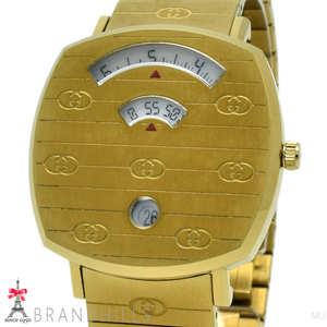 グッチ 腕時計 メンズ グリップ 35mm クォーツ ゴールド SS ホワイト文字盤 157.4 YA157403 GUCCI 極美品