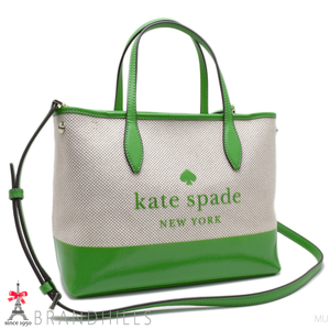 ケイトスペード ハンドバッグ キャンバス レザー グリーン 2WAY WKRU7096 kate spade new york 極美品