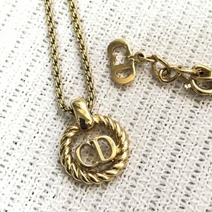 1 иен ~ Christian Dior Christian Dior CD Logo колье подвеска Gold раунд каркас IW405BA03CDR//