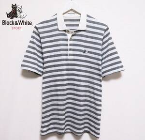  beautiful goods Black&White black & white border polo-shirt Kiyoshi . cloth thin cotton . pocket short sleeves tops men's golf wear spring summer thing 