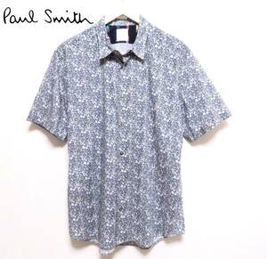 美品 PaulSmith ポールスミス 小花柄シャツ 半袖トップス コットンシャツ お洒落な総柄デザイン メンズ 紳士 XLサイズ 春夏物