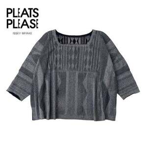 NC195ね@ PLEATS PLEASE ISSEY MIYAKE Aランク 美品 ブラウス アーガイル サイズ3/L 　2.4