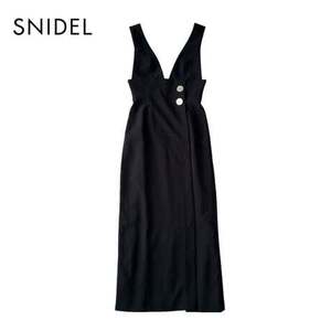 NC978.@ SNIDEL beautiful goods jumper skirt long One-piece maxi height lady's size 0/S black black 0.7