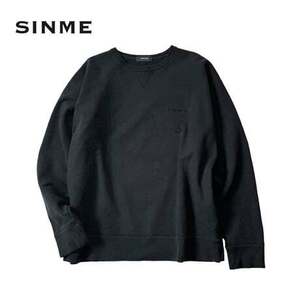 NC972さ@ SINME 21AW 美品 ロゴ スウェットシャツ トレーナー 長袖 Lサイズ ブラック 黒 　1.2