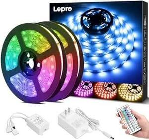 Lepro LEDテープライト SMD 5050 両面テープ 10m (5m*2本) 300連 非防水 RGB 30leds/