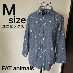 FatAnimals ファットアニマルズ シャツ 長袖 総柄 クジラ ブルー デニム色 ユニセックス