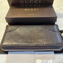 グッチ　GUCCI 財布　長財布　シマレザー　ラウンドファスナー　メンズ　_画像6