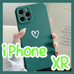 【iPhoneXR】iPhoneケース グリーン ハート 手書き 緑 シンプル