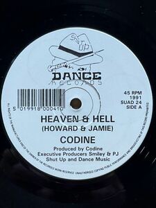 【 人気Breakbeats！！】Codine - Heaven & Hell / Holistic ,Shut Up And Dance Records - SUAD 24 ,Vinyl ,12, 45 RPM ,Stereo ,UK 1991