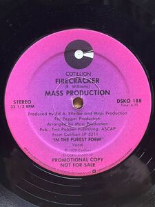 【 メガレア 大人気 FUNK！！】Mass Production - Firecracker ,Cotillion - DSKO 188 ,Vinyl ,12,33 1/3 RPM ,Promo,Stereo ,US 1979