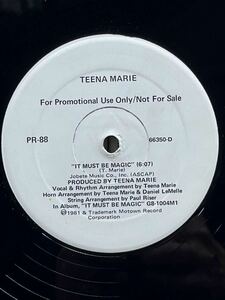 【 Rick James の秘蔵っ子！！】Teena Marie - It Must Be Magic ,Motown -PR-88 フォーマット：12, 33 1/3 RPM ,Promo ,Stereo US 1981