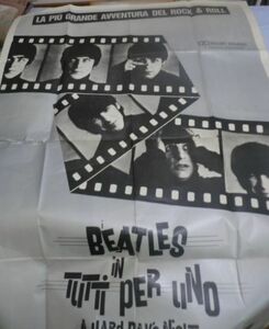 でっかいポスターです。【イタリア製】ビートルズ/BEATLES - TUTTI PER UNO/A HARD DAY'S NIGHT 